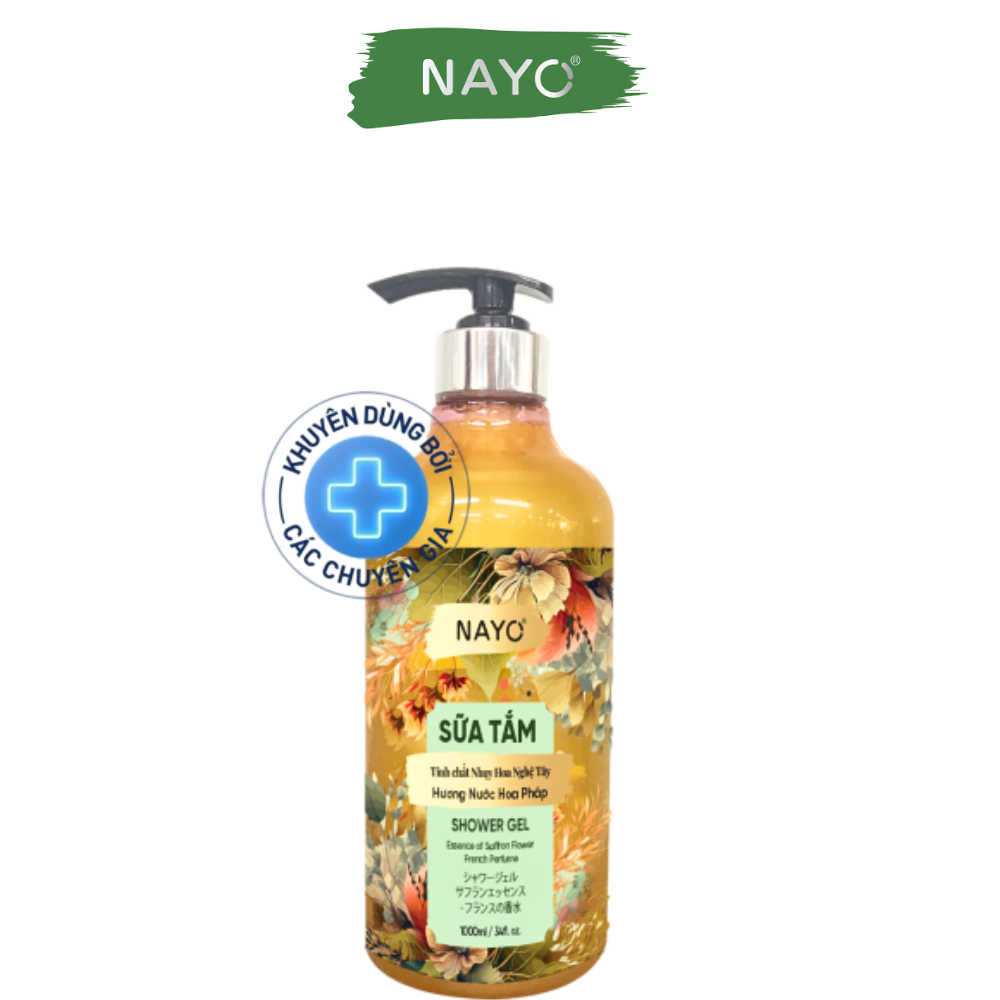 Sữa Tắm Trắng Nayo Hương Nước Hoa Pháp, Tinh Chất Nhụy Hoa Nghệ Tây, 1000ml